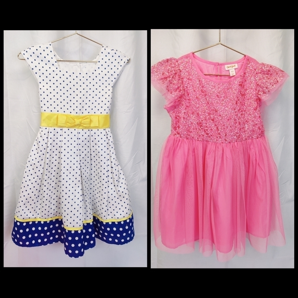 Set of Two Dresses Little Girls Sz 8 Medium Jona Michelle Polka Dots Cat & Jack